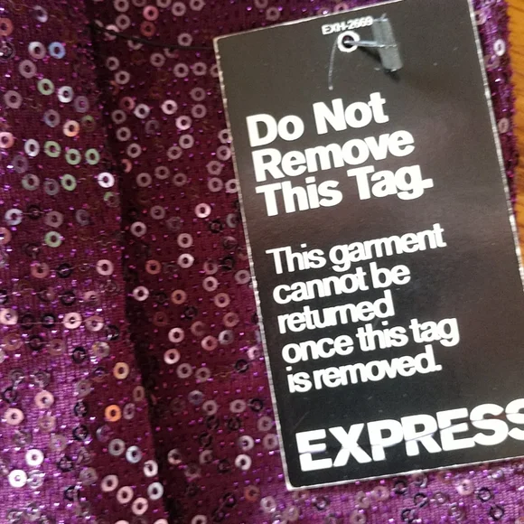CHRISTMAS #18 NWT EXPRESS LS Glittery Grape Sequined Sheath Dress NWT - Picture 6 of 8